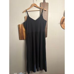 Athleta Black Elation V-Neck Sleeveless Empire Waist Hybrid Maxi Dress Large